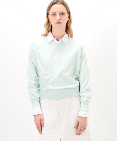 MACPHEE（マカフィー）の「コットンテリー クルーネックプルオーバー（スウェット・レディース・ライトグリーン/ホワイト・S）」の4枚目の写真