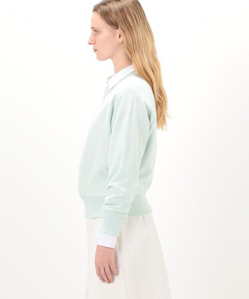 MACPHEE（マカフィー）の「コットンテリー クルーネックプルオーバー（スウェット・レディース・ライトグリーン/ホワイト・S）」の5枚目の写真