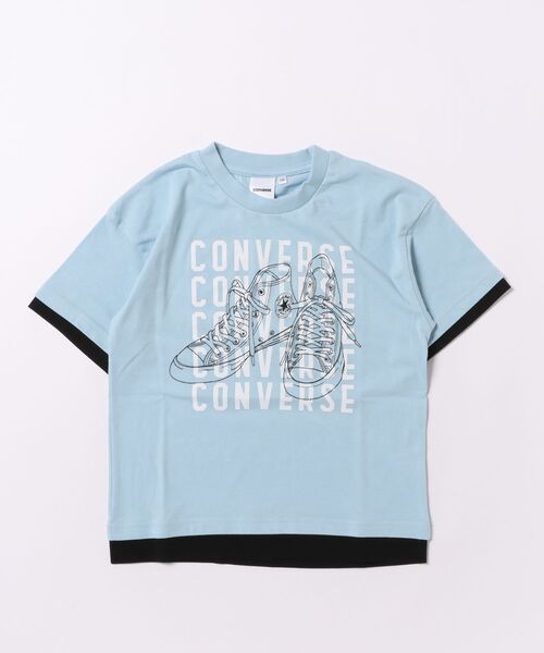 CONVERSE（コンバース）の「CONVERSE/コンバース　レイヤード風プリント半袖Ｔシャツ（Tシャツ/カットソー・キッズ・オフホワイト/サックスブルー・130cm/140cm/150cm/160cm）」の2枚目の写真