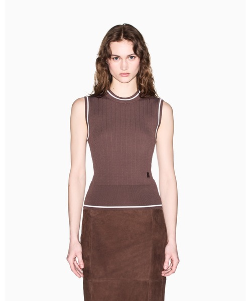 ARMANI EXCHANGE(アルマーニエクスチェンジ)の「【A|X アルマーニ エクスチェンジ】スリーブレス ニットプルオーバー(ニット/セーター・レディース・ブラウン/ホワイト・X-SMALL/SMALL/MEDIUM/LARGE)」の9枚目の写真