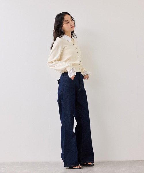 VIS（ビス）の「レースカフスドッキングニットカーディガン（カーディガン/ボレロ・レディース・キャメル/サックスブルー/オフホワイト・FREE）」の16枚目の写真