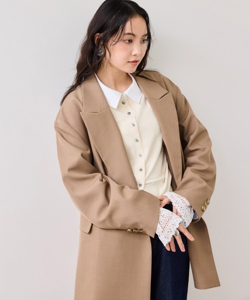 VIS（ビス）の「レースカフスドッキングニットカーディガン（カーディガン/ボレロ・レディース・キャメル/サックスブルー/オフホワイト・FREE）」の5枚目の写真