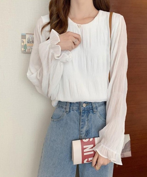 BACKYARD FAMILY(バックヤードファミリー)の「ブラウス トップス 長袖 春夏 秋 mxfsto149(Tシャツ/カットソー・レディース・ブラック/ベージュ/ホワイト・XL/L/M)」の1枚目の写真