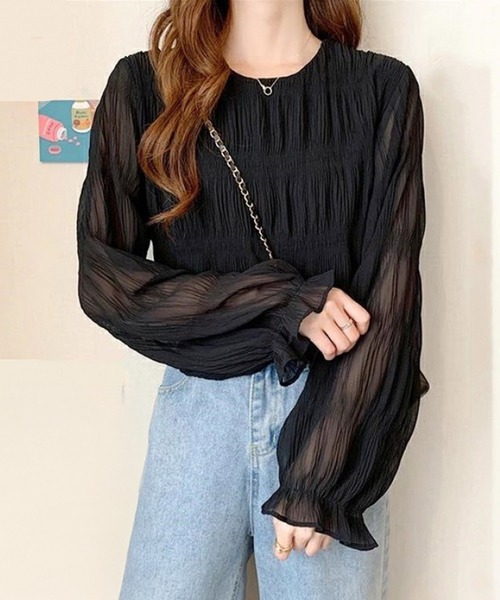 BACKYARD FAMILY(バックヤードファミリー)の「ブラウス トップス 長袖 春夏 秋 mxfsto149(Tシャツ/カットソー・レディース・ブラック/ベージュ/ホワイト・XL/L/M)」の8枚目の写真