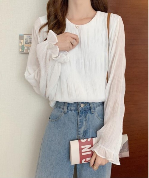 BACKYARD FAMILY(バックヤードファミリー)の「ブラウス トップス 長袖 春夏 秋 mxfsto149(Tシャツ/カットソー・レディース・ブラック/ベージュ/ホワイト・XL/L/M)」の9枚目の写真