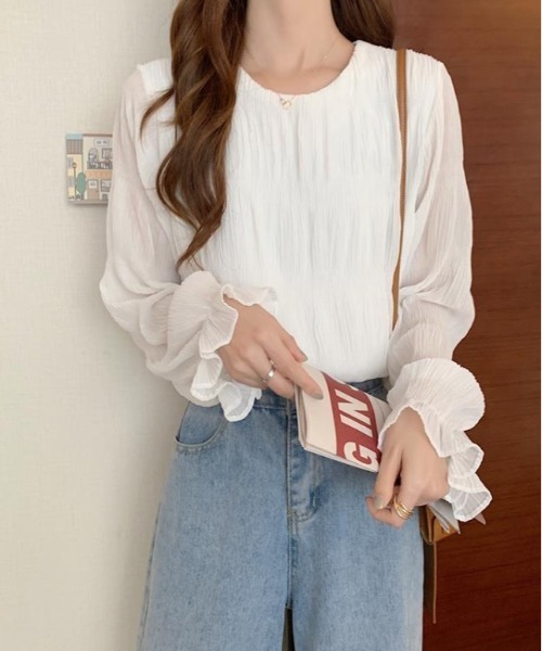 BACKYARD FAMILY(バックヤードファミリー)の「ブラウス トップス 長袖 春夏 秋 mxfsto149(Tシャツ/カットソー・レディース・ブラック/ベージュ/ホワイト・XL/L/M)」の14枚目の写真