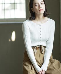 OPAQUE.CLIP | シルバー多ボタン ランダムリブニットカーディガン【洗濯機OK】(カーディガン/ボレロ)