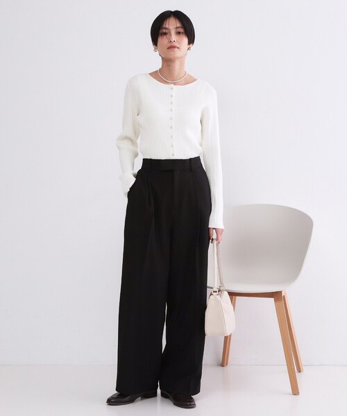 OPAQUE.CLIP（オペークドットクリップ）の「シルバー多ボタン ランダムリブニットカーディガン【洗濯機OK】（カーディガン/ボレロ・レディース・ライトブルー/ブラック/ホワイト・40/38/42）」の22枚目の写真