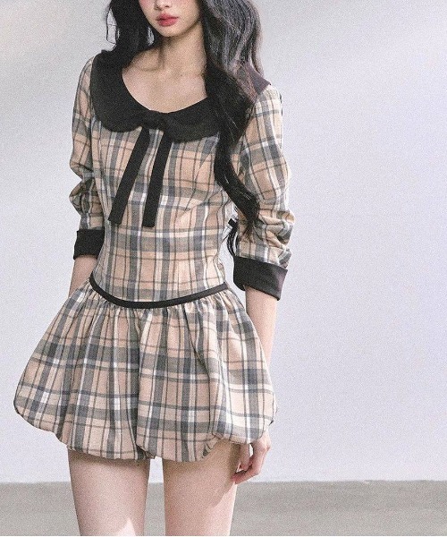 gossip!ロサンゼルス(ゴシップロサンゼルス)の「Y2K レトロ チェックワンピース(ワンピース・レディース・チェック・M)」の12枚目の写真