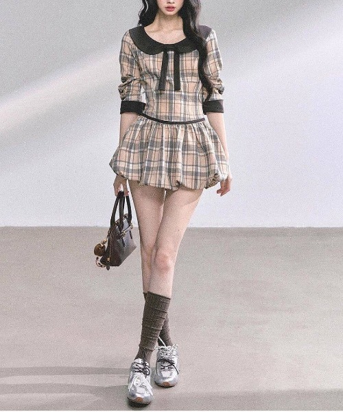 gossip!ロサンゼルス(ゴシップロサンゼルス)の「Y2K レトロ チェックワンピース(ワンピース・レディース・チェック・M)」の13枚目の写真