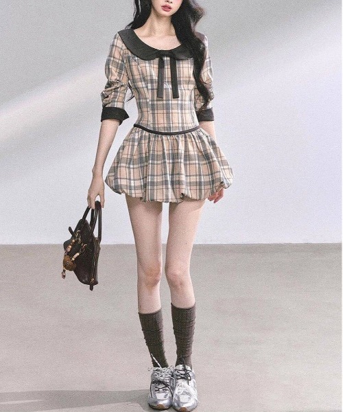 gossip!ロサンゼルス(ゴシップロサンゼルス)の「Y2K レトロ チェックワンピース(ワンピース・レディース・チェック・M)」の15枚目の写真