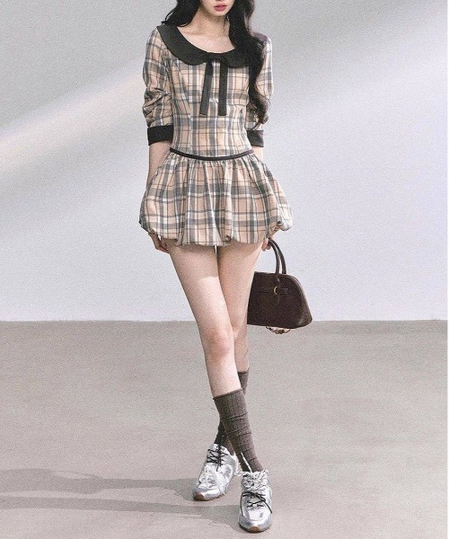 gossip!ロサンゼルス(ゴシップロサンゼルス)の「Y2K レトロ チェックワンピース(ワンピース・レディース・チェック・M)」の9枚目の写真