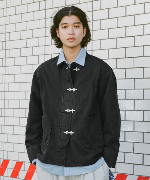 セール】Fireman Buckle Denim Shirt Jacket/ファイヤーマンバックル