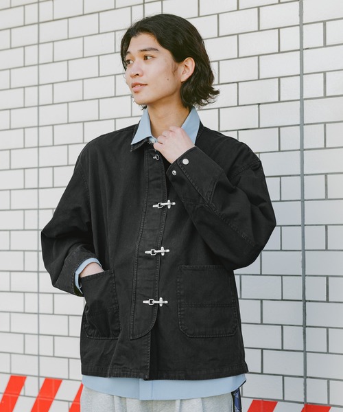 セール】Fireman Buckle Denim Shirt Jacket/ファイヤーマンバックル