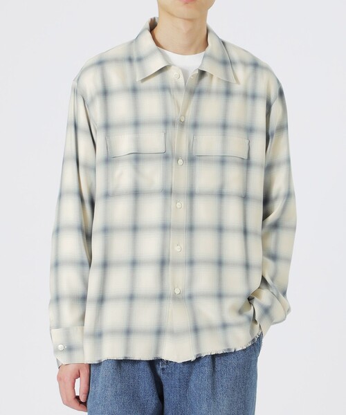 LOVELESS（ラブレス）の「レーヨンオンブレCPOシャツ（シャツ/ブラウス・メンズ・ブラック/ホワイト系その他・L/M）」の3枚目の写真