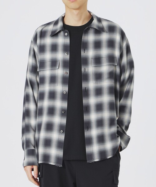 LOVELESS（ラブレス）の「レーヨンオンブレCPOシャツ（シャツ/ブラウス・メンズ・ブラック/ホワイト系その他・L/M）」の4枚目の写真