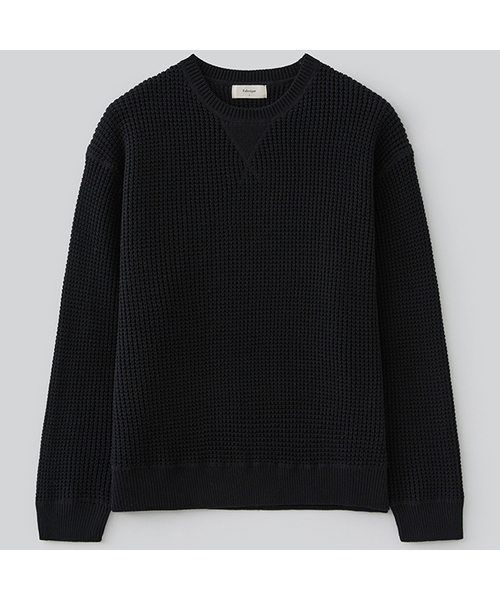 FABREGAT(ファブレガ)の「ワッフルコットンストラクチャーニット (4COLOR)(ニット/セーター・レディース・ホワイト/ブラック/ベージュ/グレー・2/3)」の1枚目の写真