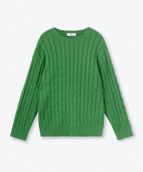 MUSINSA STANDARD KIDS（ムシンサスタンダードキッズ）の「コットンケーブルクルーネックニット[グリーン]（ニット/セーター・レディース・その他・110/120/130/140/150/160）」の2枚目の写真