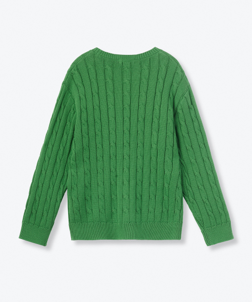 MUSINSA STANDARD KIDS（ムシンサスタンダードキッズ）の「コットンケーブルクルーネックニット[グリーン]（ニット/セーター・レディース・その他・110/120/130/140/150/160）」の3枚目の写真