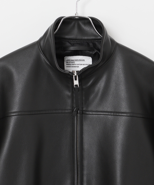 B.C STOCK(ベーセーストック)の「PUレザー スタンドブルゾン(ブルゾン・メンズ・ブラック・LARGE/MEDIUM)」の8枚目の写真