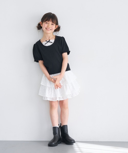 coca（coca）（コカ）の「キッズ　レースフリルスカート（スカート・キッズ・ホワイト・120/130/140/150）」の2枚目の写真