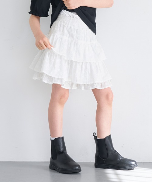 coca（coca）（コカ）の「キッズ　レースフリルスカート（スカート・キッズ・ホワイト・120/130/140/150）」の3枚目の写真