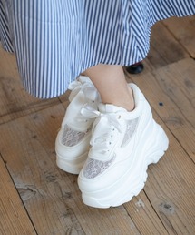 R&E（アールアンドイー）の「【2026SS新作】【R&E】<2way>厚底ラバーソールチュールアッパースニーカー（スニーカー）」