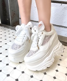 R&E（アールアンドイー）の「【2026SS新作】【R&E】<2way>厚底ラバーソールチュールアッパースニーカー（スニーカー）」