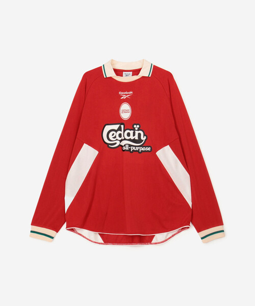 SEDAN ALL-PURPOSE（セダンオールパーパス）の「SEDAN ALL-PURPOSE | Reebok 長袖ゲームシャツ MEN（Tシャツ/カットソー・メンズ・レッド/オフホワイト・M/XL/L）」の5枚目の写真