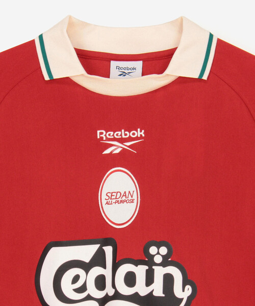 SEDAN ALL-PURPOSE（セダンオールパーパス）の「SEDAN ALL-PURPOSE | Reebok 長袖ゲームシャツ MEN（Tシャツ/カットソー・メンズ・レッド/オフホワイト・M/XL/L）」の7枚目の写真