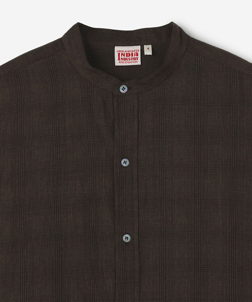 Bshop（ビショップ）の「INDIA INDUSTRY | ファインラインチェック バンドカラーシャツ MEN（シャツ/ブラウス・メンズ・ベージュ系その他/グレー系その他・4/3）」の5枚目の写真
