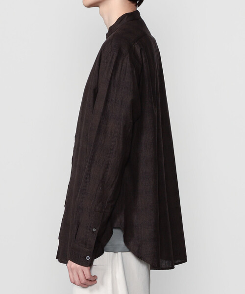 Bshop（ビショップ）の「INDIA INDUSTRY | ファインラインチェック バンドカラーシャツ MEN（シャツ/ブラウス・メンズ・ベージュ系その他/グレー系その他・4/3）」の9枚目の写真