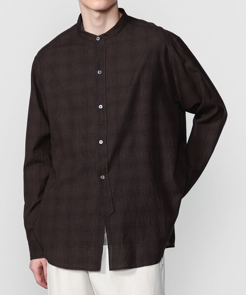 Bshop（ビショップ）の「INDIA INDUSTRY | ファインラインチェック バンドカラーシャツ MEN（シャツ/ブラウス・メンズ・ベージュ系その他/グレー系その他・4/3）」の11枚目の写真