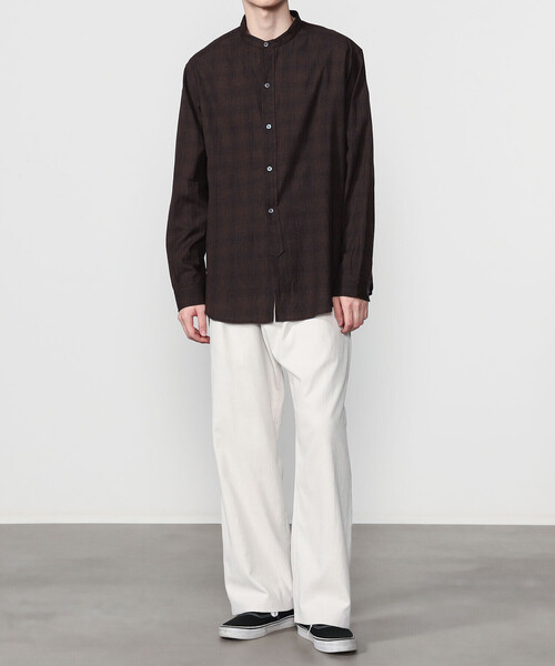 Bshop（ビショップ）の「INDIA INDUSTRY | ファインラインチェック バンドカラーシャツ MEN（シャツ/ブラウス・メンズ・ベージュ系その他/グレー系その他・4/3）」の12枚目の写真