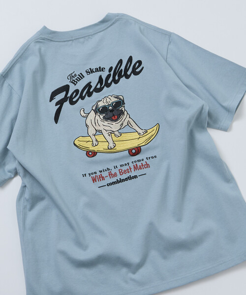 FREAK'S STORE(フリークスストア)の「限定展開 FREA'S STORE/フリークスストア リラックスフィット バック刺繍デザイン クルーネック Tシャツ / Dog(Tシャツ/カットソー・メンズ・ホワイト/サックスブルー/チャコールグレー・MEDIUM/LARGE/X-LARGE)」の3枚目の写真