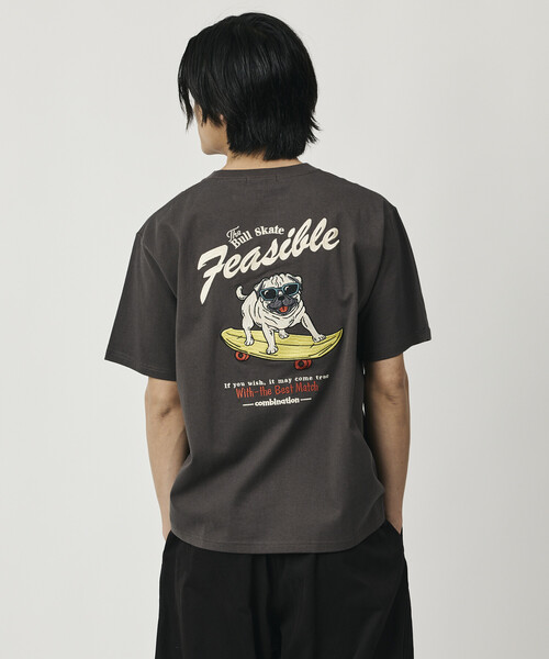 限定展開 リラックスフィット バック刺繍デザイン クルーネック T