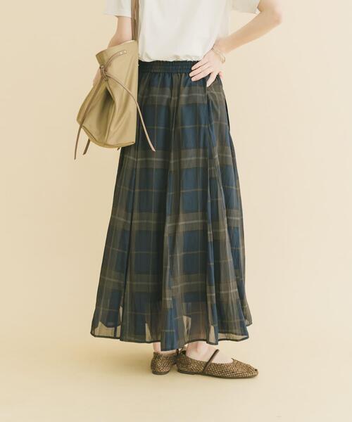 ITEMS URBANRESEARCH（アイテムズ アーバンリサーチ）の「シアーフレアスカート（スカート・レディース・ネイビー/ダークブラウン/ブラック/ベージュ・FREE）」の6枚目の写真