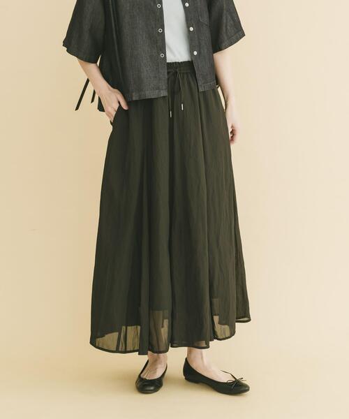 ITEMS URBANRESEARCH（アイテムズ アーバンリサーチ）の「シアーフレアスカート（スカート・レディース・ネイビー/ダークブラウン/ブラック/ベージュ・FREE）」の12枚目の写真