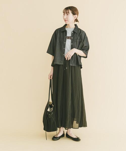 ITEMS URBANRESEARCH（アイテムズ アーバンリサーチ）の「シアーフレアスカート（スカート・レディース・ネイビー/ダークブラウン/ブラック/ベージュ・FREE）」の16枚目の写真