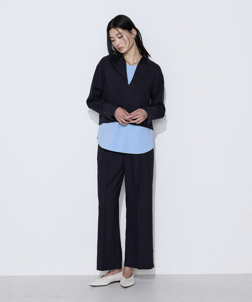 COMME CA（コムサ）の「トリアセスラブストレッチパンツ（その他パンツ・レディース・キナリ/ネイビー・11号/9号/7号）」の7枚目の写真