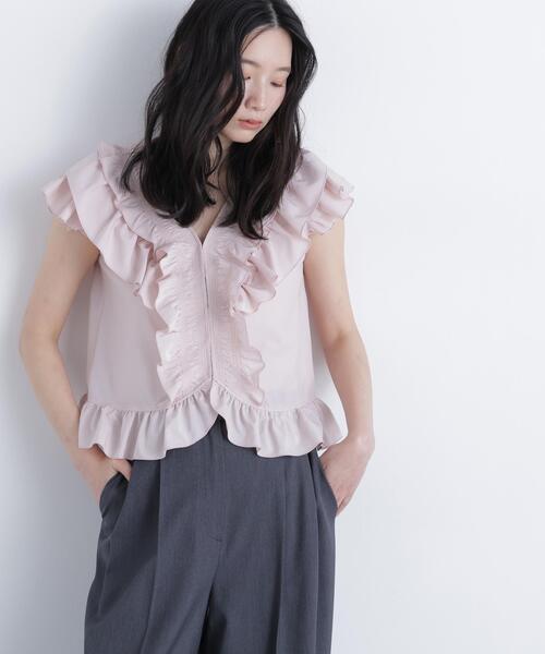 N.(N. Natural Beauty Basic)(エヌエヌナチュラルビューティーベーシック)の「ラッフルブラウス(シャツ/ブラウス・レディース・ブラック/ピンク/ダークグリーン・FREE)」の1枚目の写真