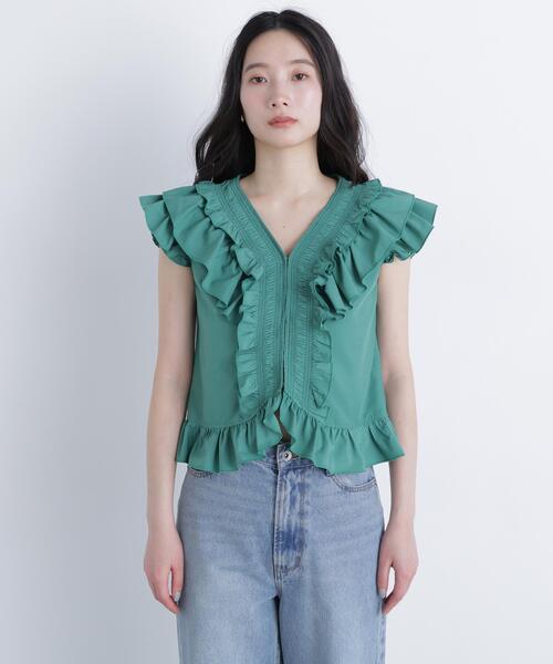 N.(N. Natural Beauty Basic)(エヌエヌナチュラルビューティーベーシック)の「ラッフルブラウス(シャツ/ブラウス・レディース・ブラック/ピンク/ダークグリーン・FREE)」の9枚目の写真