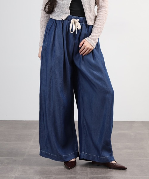 hunch（ハンチ）の「hunch ４．５オンス　テンセルデニムワイドパンツ（デニムパンツ・レディース・ブルー/ホワイト系その他/ライトインディゴブルー・FREE）」の12枚目の写真
