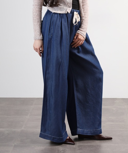 hunch（ハンチ）の「hunch ４．５オンス　テンセルデニムワイドパンツ（デニムパンツ・レディース・ブルー/ホワイト系その他/ライトインディゴブルー・FREE）」の22枚目の写真