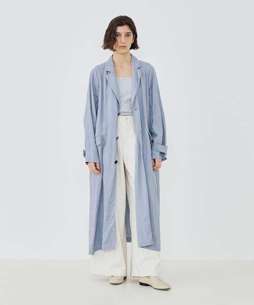 GALERIE VIE（ギャルリー ヴィー）の「ダストリネン チェスターコート（チェスターコート・レディース・カーキ/ライトグレー・FREE）」の3枚目の写真