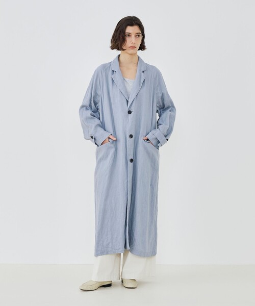 GALERIE VIE（ギャルリー ヴィー）の「ダストリネン チェスターコート（チェスターコート・レディース・カーキ/ライトグレー・FREE）」の4枚目の写真