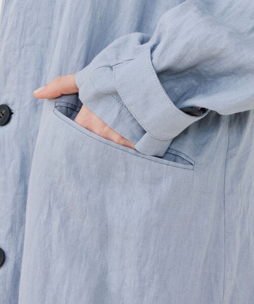 GALERIE VIE（ギャルリー ヴィー）の「ダストリネン チェスターコート（チェスターコート・レディース・カーキ/ライトグレー・FREE）」の10枚目の写真