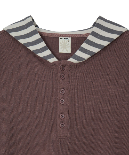 DANDEL(ダンデル)の「DD stripe layered hooded long sleeve (WINE)(パーカー・レディース・その他・1/2)」の4枚目の写真