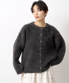 CREW NECK BRUSHED LAYERED CARDIGAN / クルーネックブラッシュド