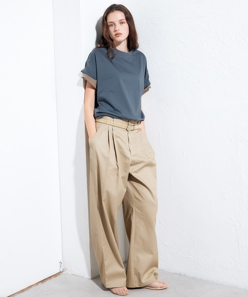 LE CIEL BLEU(ルシェルブルー)の「クロスフィニッシュチノス / Gloss-Finish Chinos(チノパンツ・レディース・ベージュ/ブラック・36/34/38)」の2枚目の写真